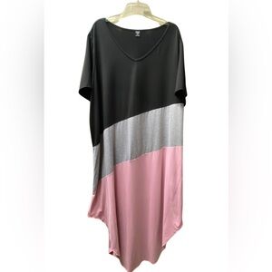 Color Block V-Neck Women's Maxi Dress. 3X